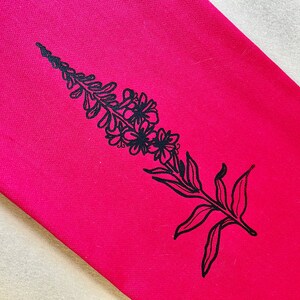 Fireweed hand printed cotton flour sack tea towel, dish towel, bathroom or kitchen hand towel.Hostess housewarming, Mother&#39;s day gift.