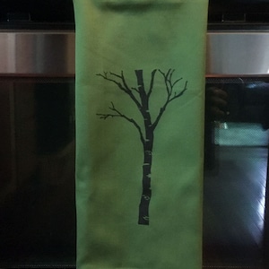 Berkenboom hand bedrukt katoenen bloem zak theedoek, theedoek, badkamer of keukenhanddoek. Gastvrouw housewarming, Moederdag cadeau.
