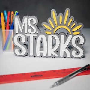 Custom 3D Nameplate - Personalized Desk Sign - Sun - Classroom Decor - Back to School Teacher Gift - Fun Name Sign - 3 Colors