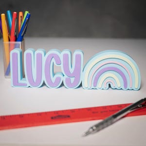 Custom 3D Nameplate - Personalized Desk Sign - Rainbow - Classroom Decor - Back to School Teacher Gift - Fun Name Sign - 4 Colors