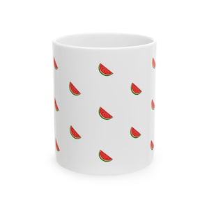 Watermelon Pattern Ceramic Mug | Summer Coffee Cup, Cute Gift for Fruit Lovers, Kitchen Decor, 11oz, 15oz