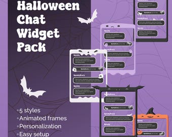 Halloween Chat Widget Pack for Streamers, 5 Animated Styles, Twitch & OBS Overlay, Customizable, Instant Download