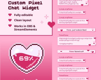 Pixel Heart Twitch Overlay, Animated Valentine Stream Package (Digital Download