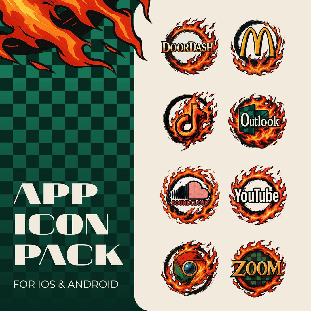 Demon Slayer App Icons – 223 Fiery Anime Icons (digital Download) - Etsy