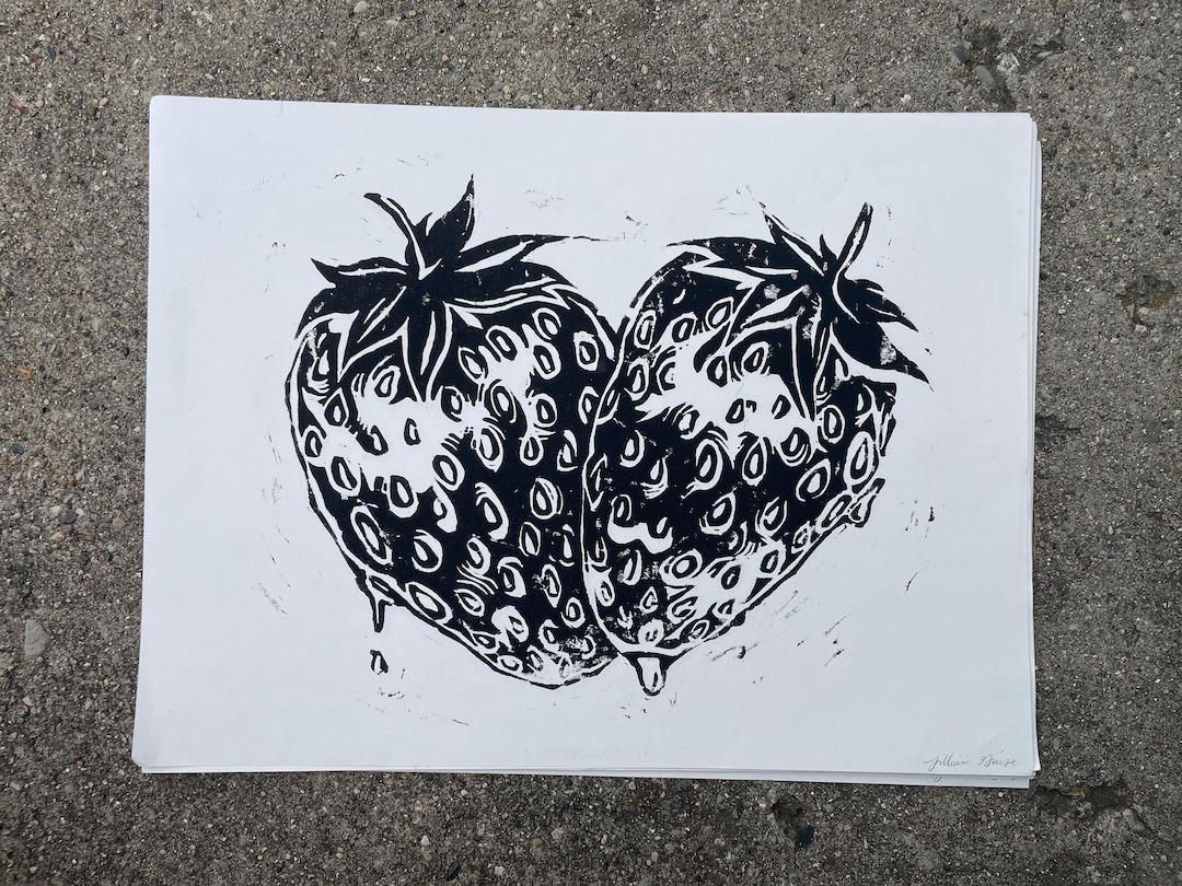 Strawberry Block Print - Etsy