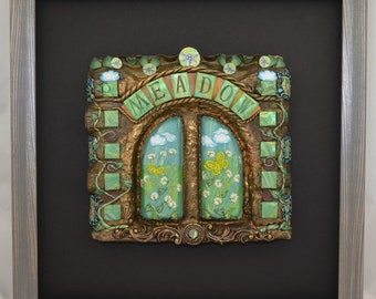 Meadow- Framed Polymer clay wall Art