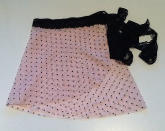 YOUTH/CHILD Ballet Dance Wrap Skirt- Pink with Flocked Black Polka Dots