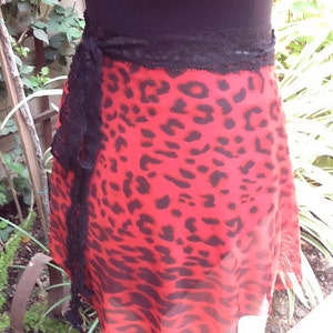 Adult All Stretch Short Wrap Skirt for Dancers in Red Cheetah image 2