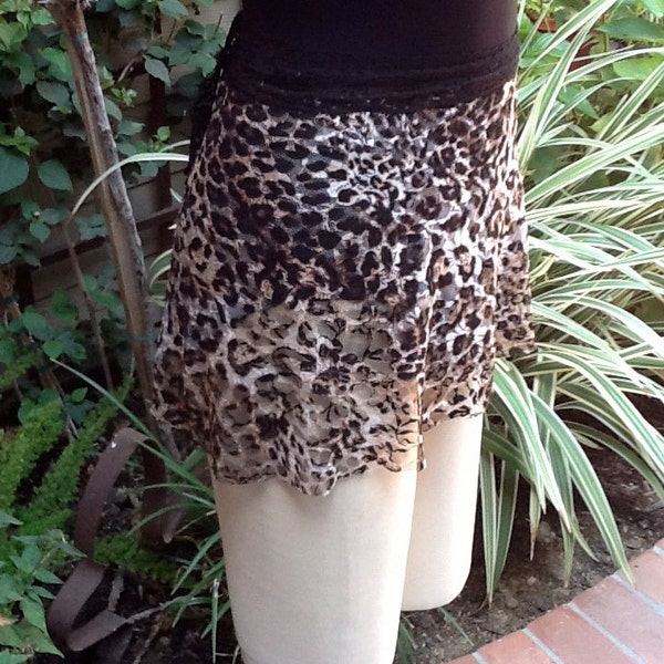 Dance Ballet Short Wrap Skirt in Dark Animal Print on Lace