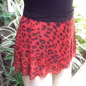 Adult All Stretch Short Wrap Skirt for Dancers in Red Cheetah image 1