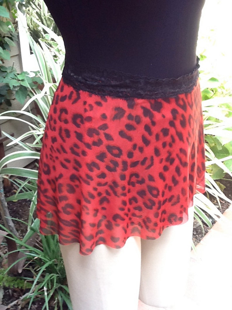 Adult All Stretch Short Wrap Skirt for Dancers in Red Cheetah image 1