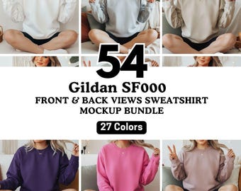 Gildan SF000 Sweatshirt Mockup-Bundle Vorder- und Rückansicht | Boho-Minimalismus-Trend-SF000-Mockup