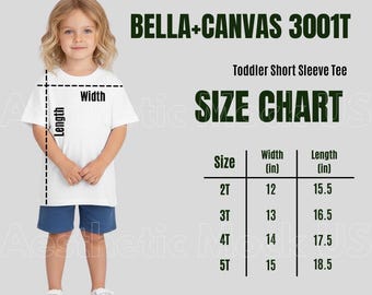 Bella Canvas 3001T Toddler Size Chart | Kids T-Shirt Sizing | Printify Youth Apparel Guide | BC3001T