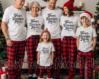White Bella Canvas 3001 Christmas Shirt Mockup Family Matching Holiday Tee Lifestyle Scene