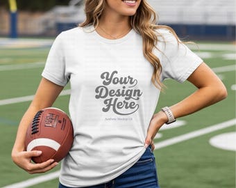 Mockup da camiseta Comfort Colors 1717 branca | Mockup de camiseta para o dia do jogo de futebol | Mockups de camisetas casuais | Mockups de camisetas modernas para o outono/verão