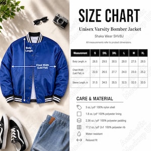 Varsity Jacket Size Chart - Etsy