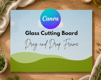 Glass Cutting Board Mockup Canva Frame Template  (Digital Download)