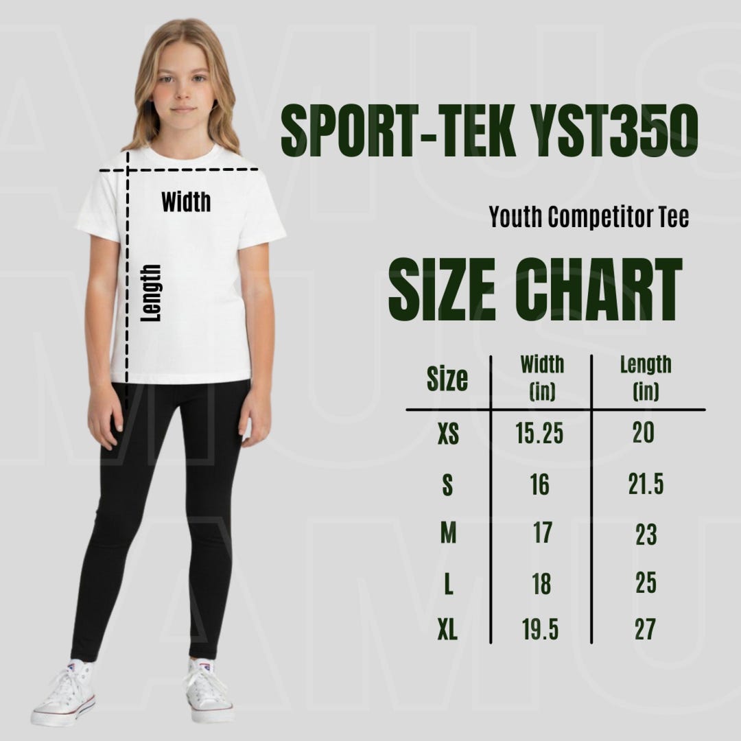Sport-tek YST350 Youth T-shirt Size Chart | Kids Sizing Guide