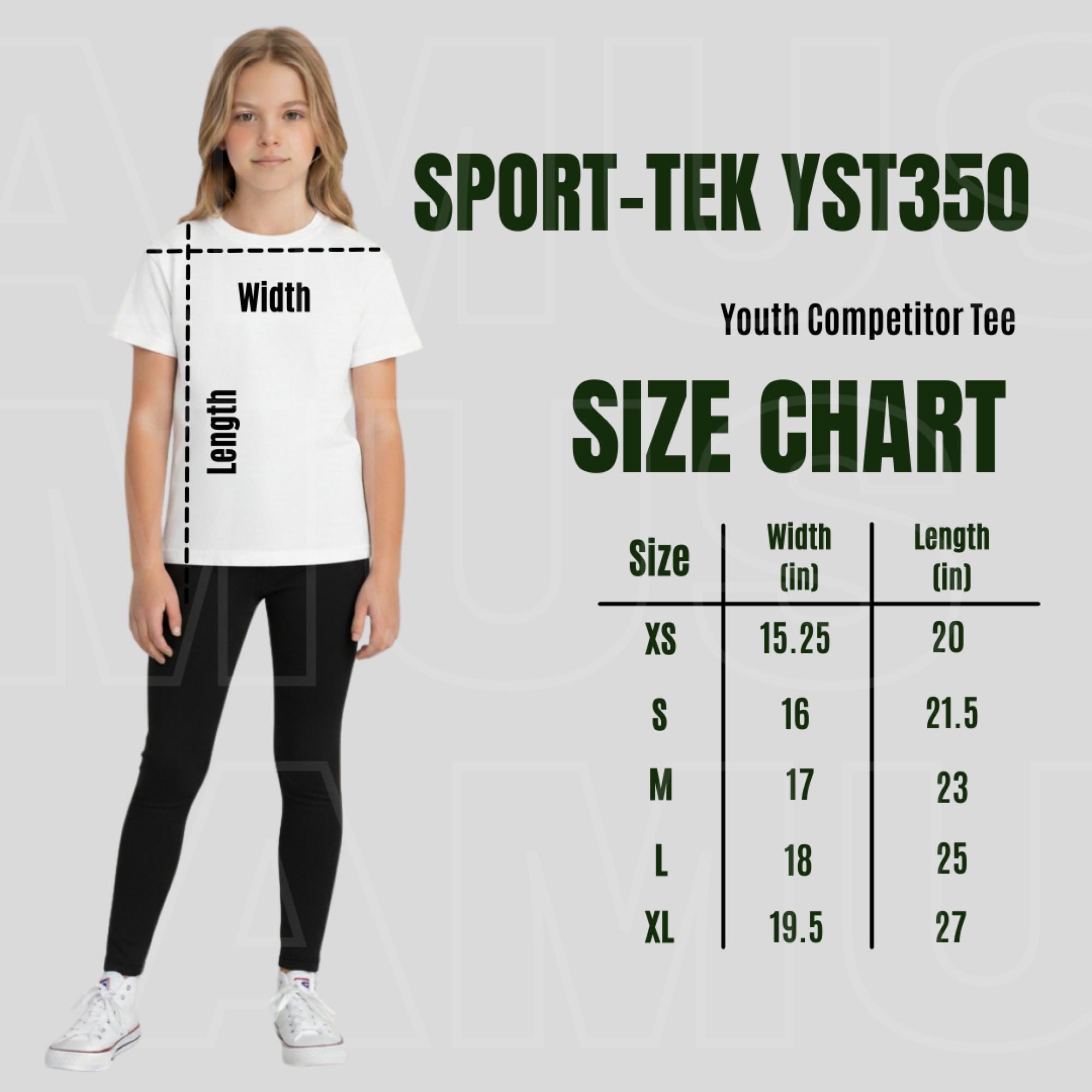 Sport-tek YST350 Youth T-shirt Size Chart | Kids Sizing Guide