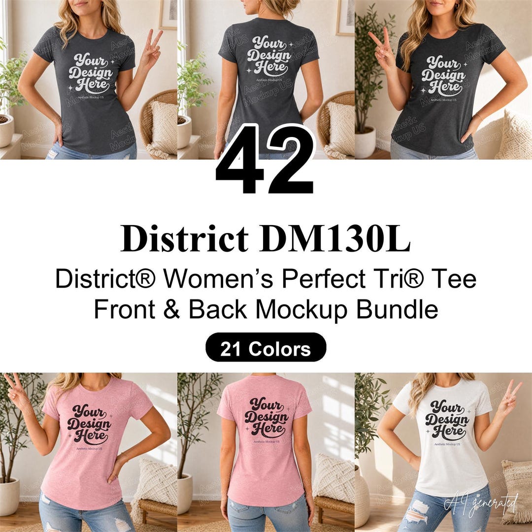 District DM130L Mockup Bundle | Women's Perfect Tri Tee Front & Back ...