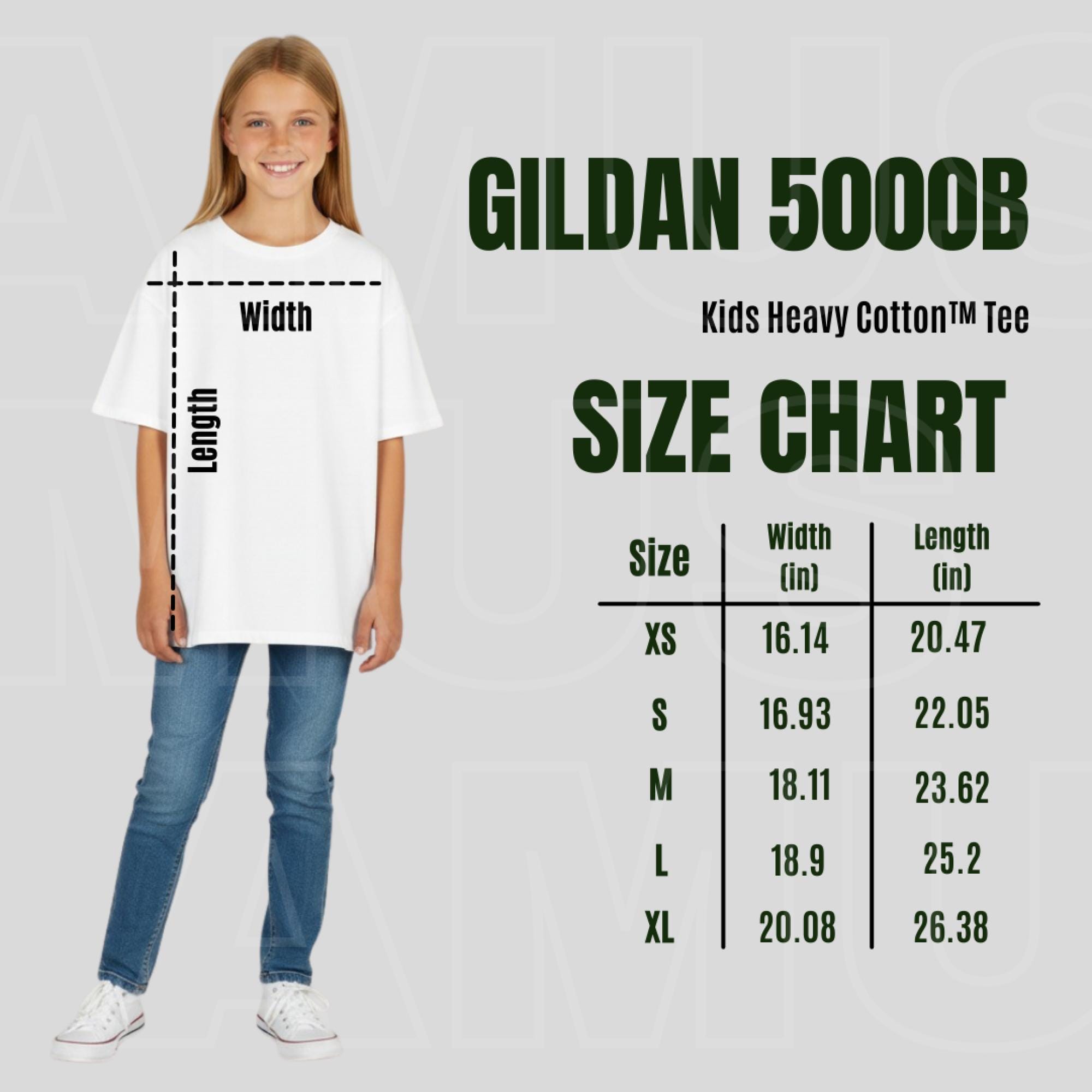 Gildan 5000B Youth Size Chart Kids T shirt Size Guide Printify Gildan 5000B Youth Size Chart Kids T shirt Size Guide Printify
