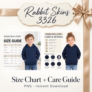 Rabbit Skins 3326 Youth Sweatshirt Size Chart | RB3326 Kids Hoodie Sizing Guide | Printify Child POD Apparel Mockup PNG
