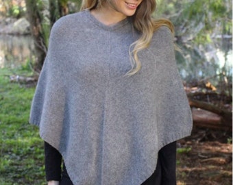 New Zealand Made Possum Merino Plain Poncho