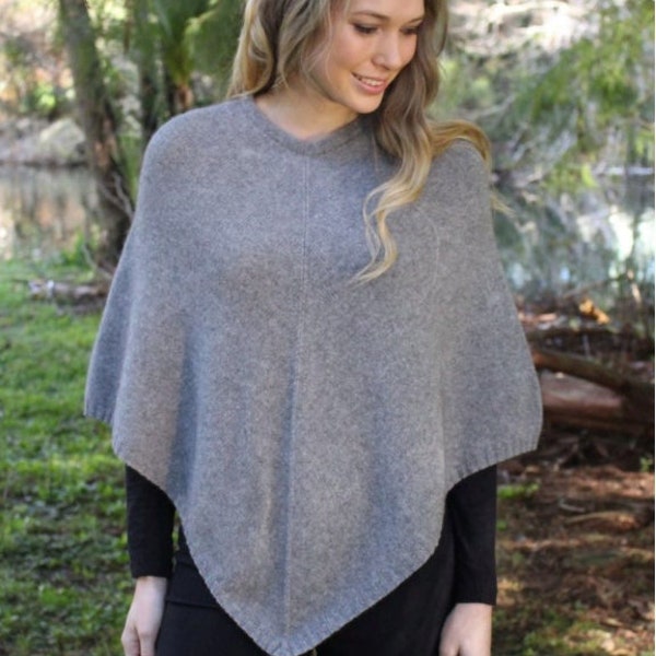 New Zealand Made Possum Merino Plain Poncho