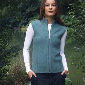 New Zealand Made Possum Merino Zip Vest with Rib Detail