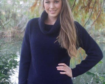 ニュージーランド製ポッサムメリノカーブヘムカウルネックセーター