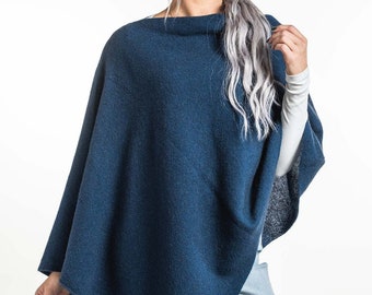 New Zealand Made Possum Merino Two Way Poncho