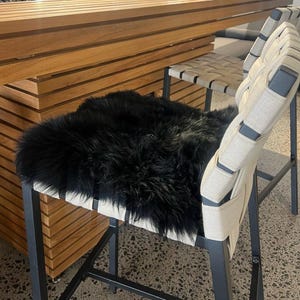 Long Wool Sheepskin Square Seat Pad 37x37cm