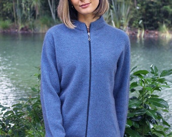 New Zealand Made Possum Merino Plain Zip Cardigan