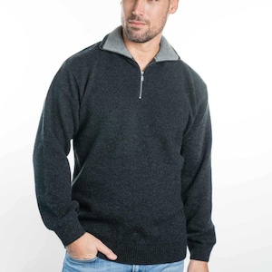 Possum Merino Herren Zip Kragen Pullover