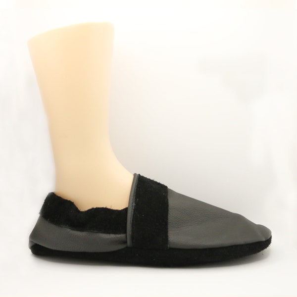 Soft Sole Leather Slippers with Wool Innersole