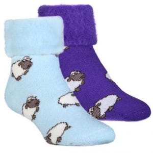 Calcetines Kiwiana de mezcla de lana – Interior cepillado, color morado, azul claro o gris carbón, fabricados en Nueva Zelanda. imagen 2
