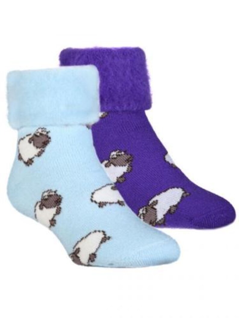 Calcetines Kiwiana de mezcla de lana – Interior cepillado, color morado, azul claro o gris carbón, fabricados en Nueva Zelanda. imagen 2