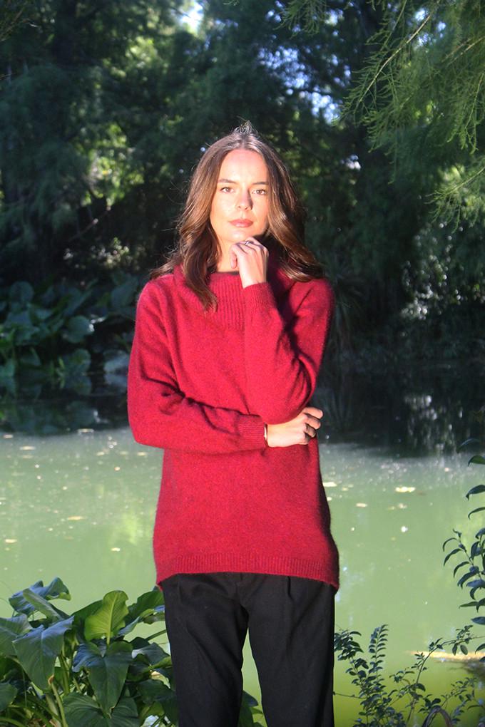 NZ製 LOTHLORIAN ポッサム・メリノウール ニットジャケット M 赤 2026