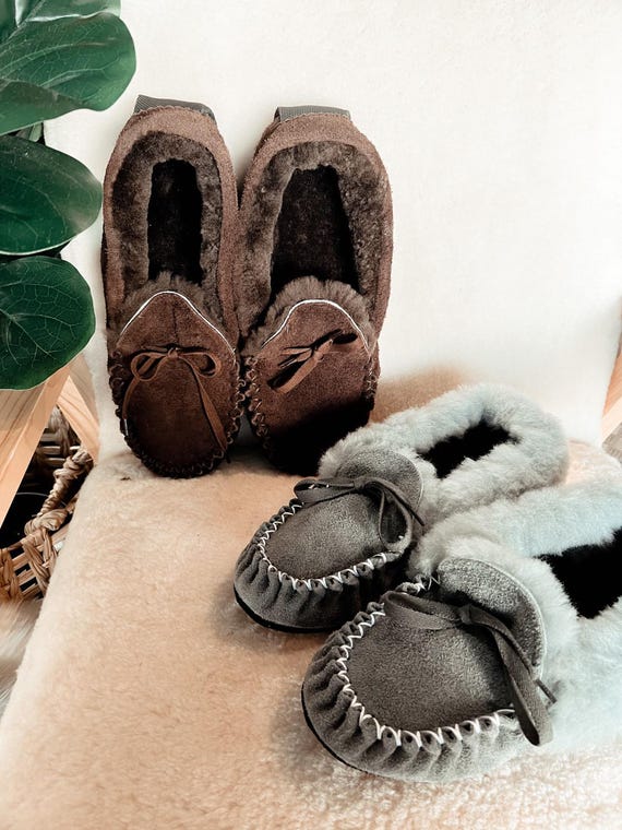 Mocassin traditionnel en peau de mouton avec col en fourrure roulee douce de Nouvelle Zelande Etsy France