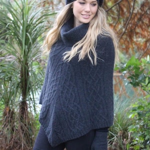 Pure Alpaca Cable Beanie Slate