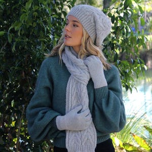 Pure Alpaca Cable Beanie Dove