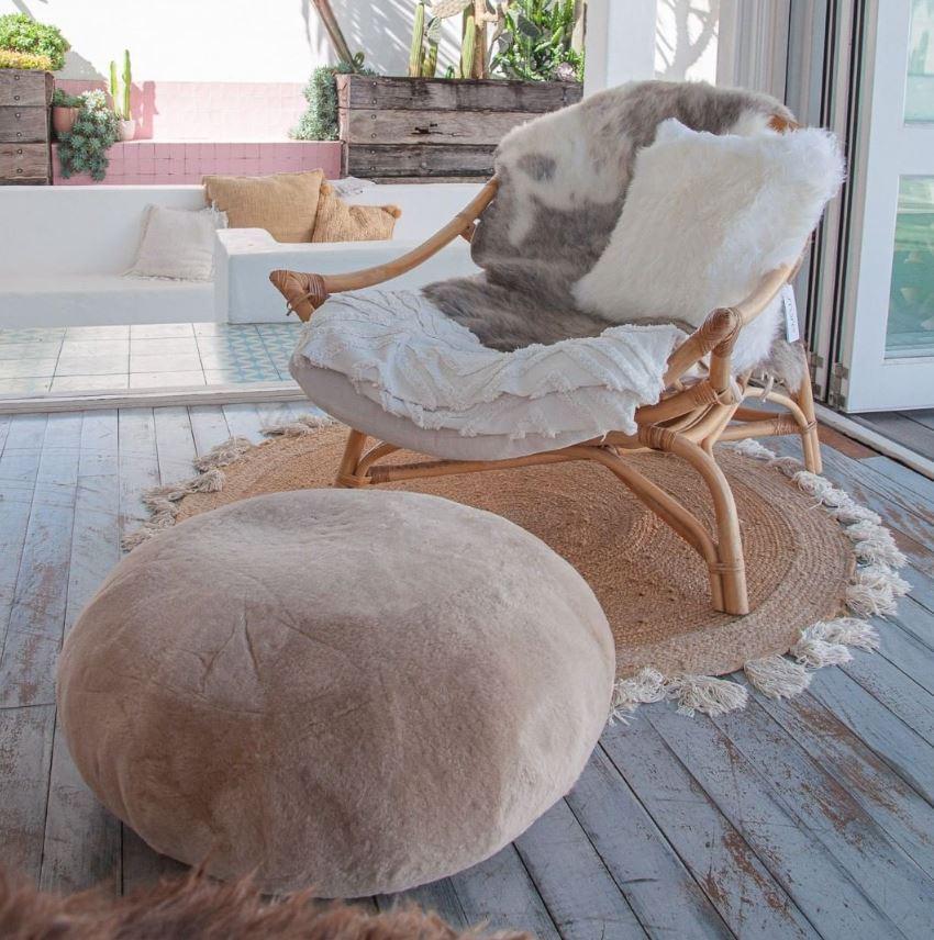 高級シープスキンオットマン - Etsy 日本