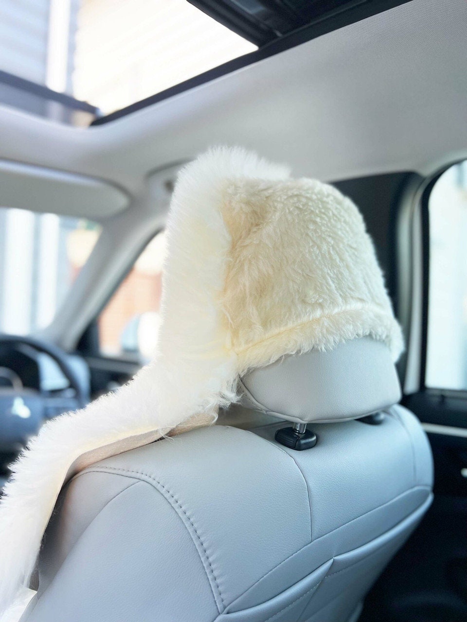 White Sherpa Wool Car Seat Cover Cushion Pad for Mini Cooper Countryma –  Carsoda