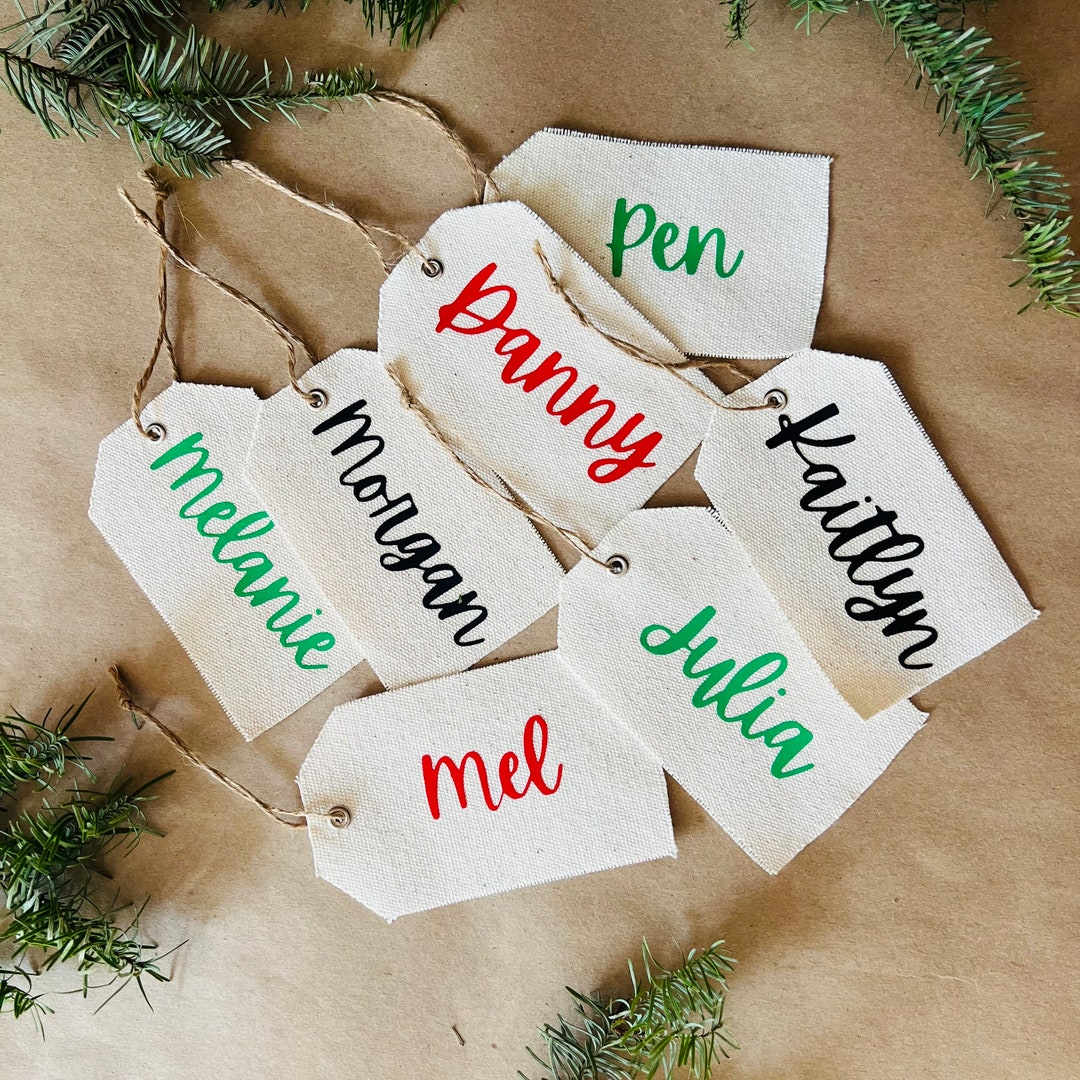 Personalized Canvas Gift Tags With Jute Twine, Stocking Tag, 2.75x4.75