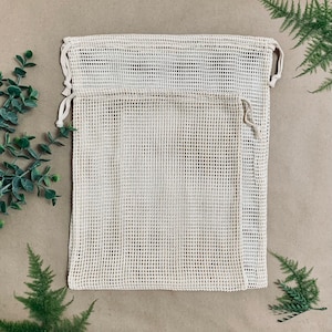 Reusable Produce Bag, Zero waste, Cotton Grocery Bag, Cotton Net Bag, Sustainable Living