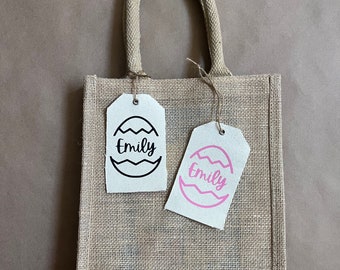 Personalized Easter Egg Hunt Bag for Kids, Easter Tote, Easter Gift Bag, Kids Custom Easter Egg with Name Tag, Small and Medium size