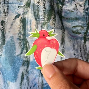 Strawberry Bird Sticker, Cute Summer Stickers, Trendy Journal Stickers, Water Bottle Sticker, Laptop Sticker, Girly Sticker, Bows Sticker