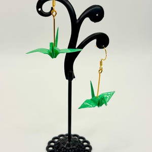Resin Origami Crane Earrings: Handmade Japanese Paper Jewelry