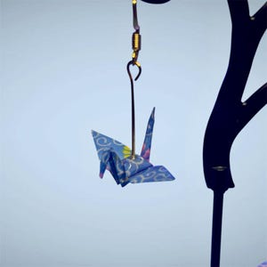 Resin Origami Crane Earrings: Japanese Paper Jewelry, Symbol of Peace