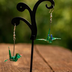 Resin Origami Crane Earrings: Handmade Japanese Paper Jewelry